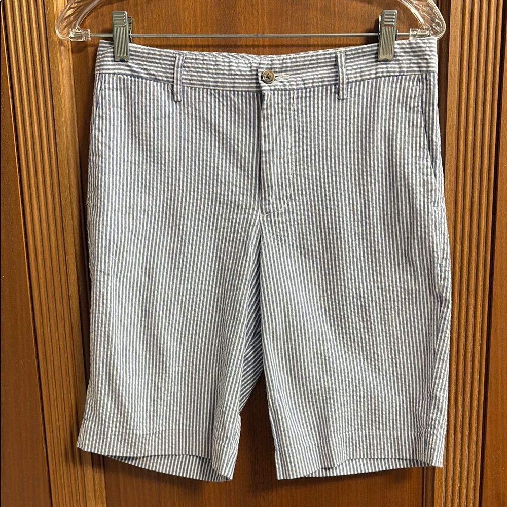 Polo by Ralph Lauren Blue and White Seersucker Shorts. Big boys size 16